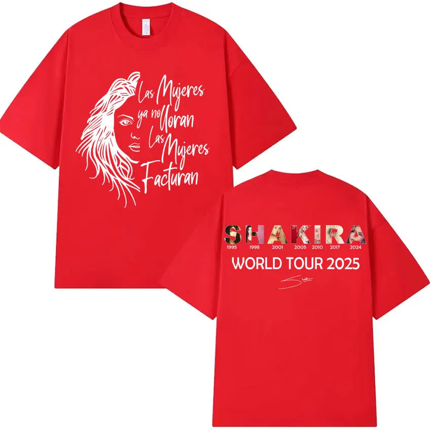 Shakira Las Mujeres Ya No Lloran World Tour 2025 T-Shirt – Red