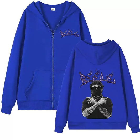 Beéle Graffiti Zip-Up Hoodie – Blue (Limited Edition)