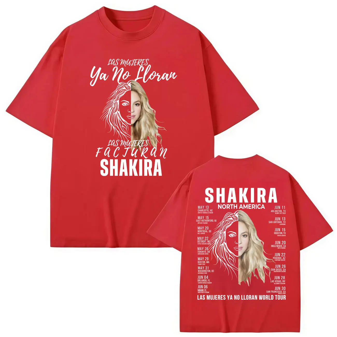 Shakira World Tour 2025 "Las Mujeres Ya No Lloran" T-Shirt – Red