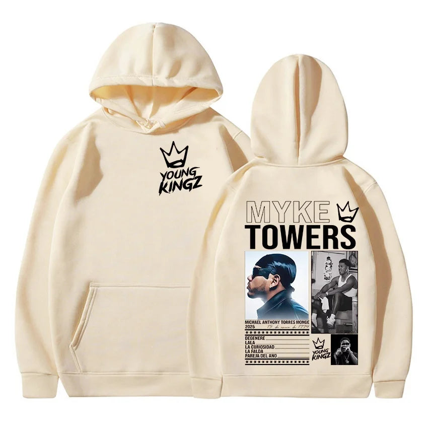 Myke Towers 2025 World Tour Hoodie – Beige