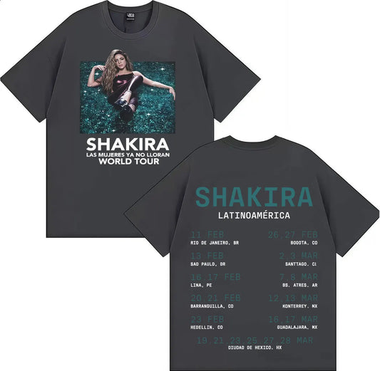 Shakira Las Mujeres Ya No Lloran Latinoamérica World Tour T-Shirt (Dark Grey)