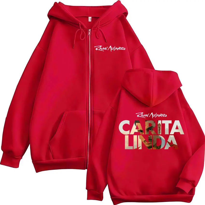 Rauw Alejandro “Carita Linda” Zip-Up Hoodie (Red)