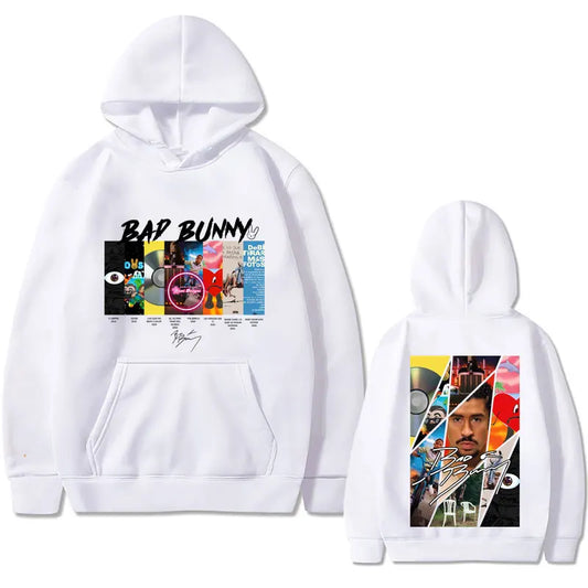 Bad Bunny All Album Hoodie – White
