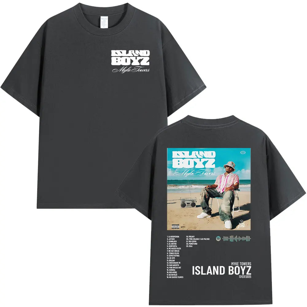 Myke Towers Island Boyz Album T-Shirt - Dark Grey