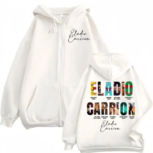 Eladio Carrión White Zip Hoodie