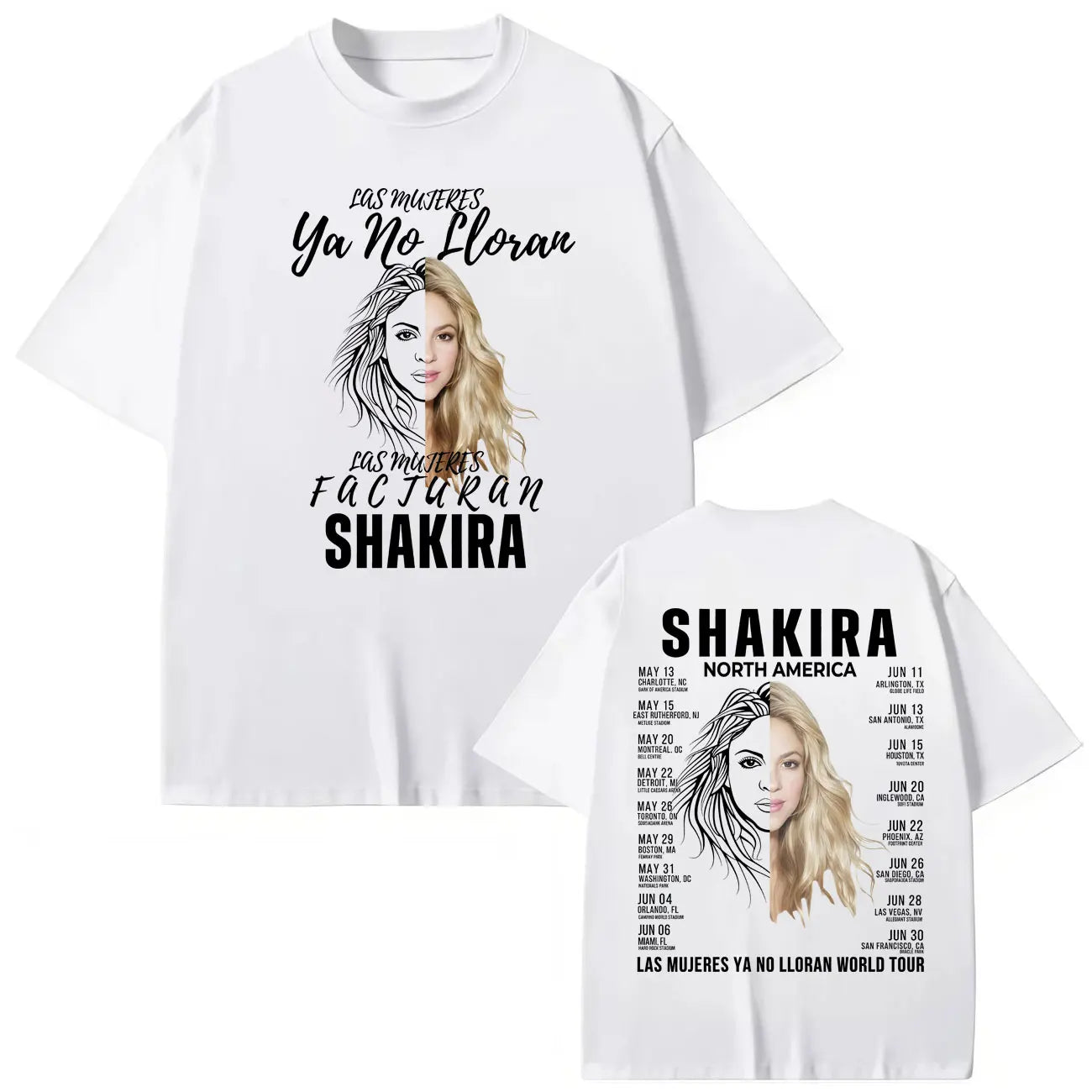 Shakira World Tour 2025 "Las Mujeres Ya No Lloran" T-Shirt – White