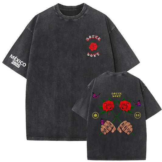 Eladio Carrión Sauce Boyz México 2025 “Roses & Knuckles” T-Shirt – Black