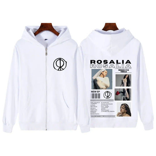 Rosalía LUX Album Tour 2025 Zipper Hoodie – White