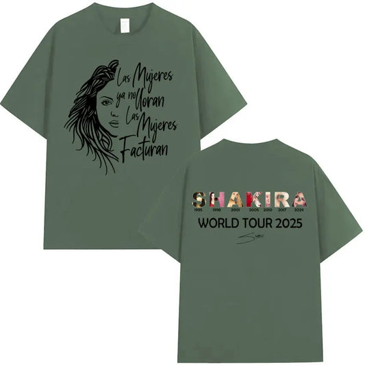 Shakira Las Mujeres Ya No Lloran World Tour 2025 T-Shirt – Dark Green