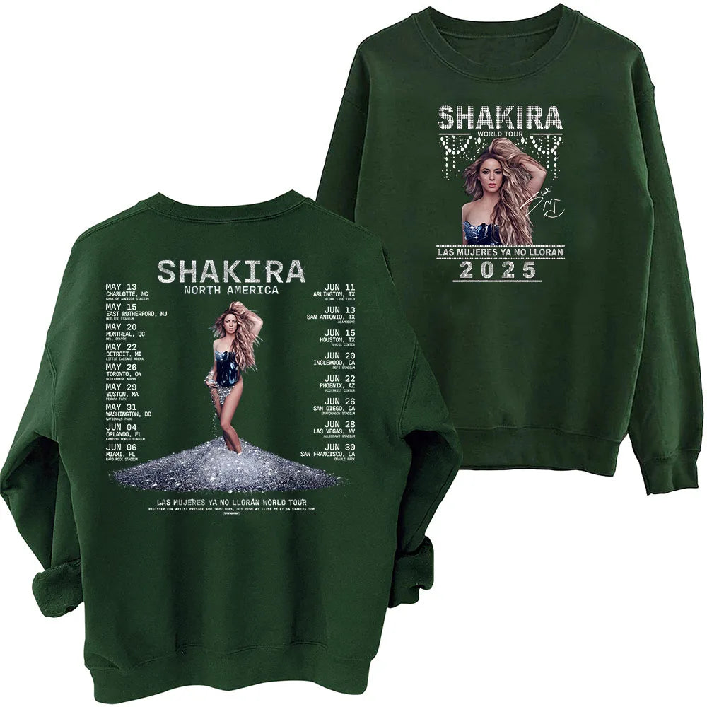 Shakira Sweatshirt – “Las Mujeres Ya No Lloran” World Tour 2025 Army Green