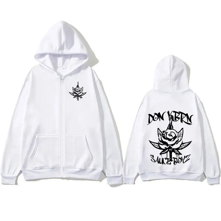 Eladio Carrión DON KBRN Sauce Boyz White Zipper Hoodie