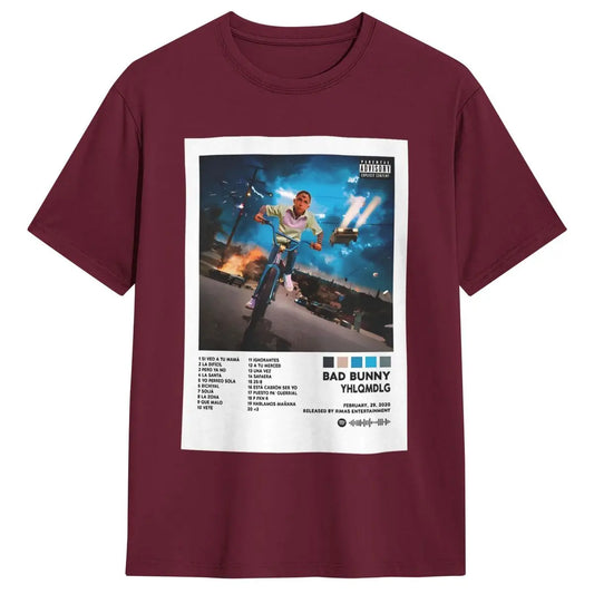 Bad Bunny YHLQMDLG T-Shirt – Burgundy