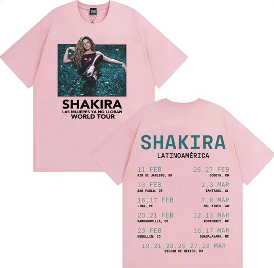 Shakira Las Mujeres Ya No Lloran Latinoamérica World Tour T-Shirt (Pink)