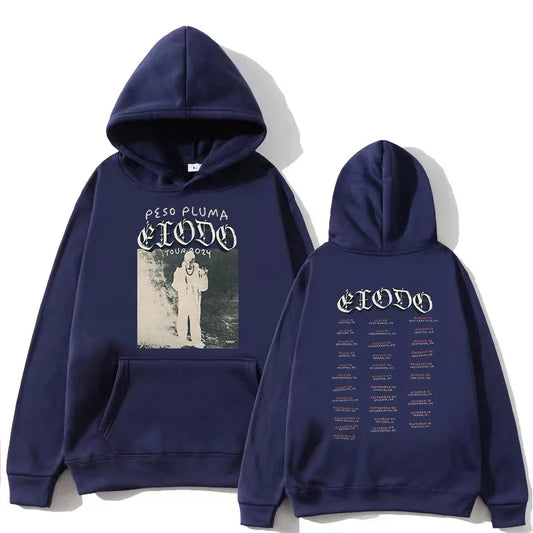 Peso Pluma Éxodo Tour Merch Hoodie - Navy Blue