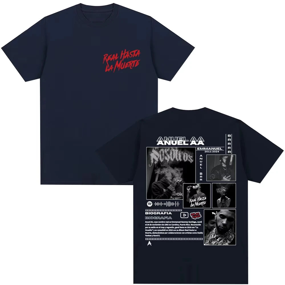 Anuel AA Navy Blue Music Album T-Shirt - navy blue