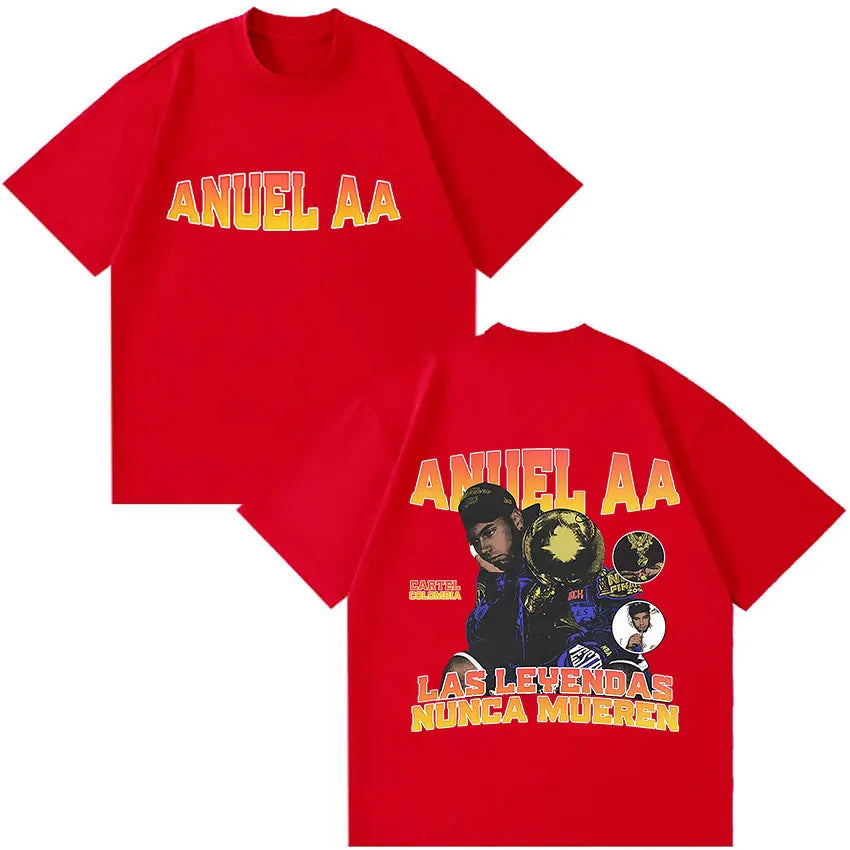 Rapper Anuel AA Tour Album 2025 T-Shirt - red