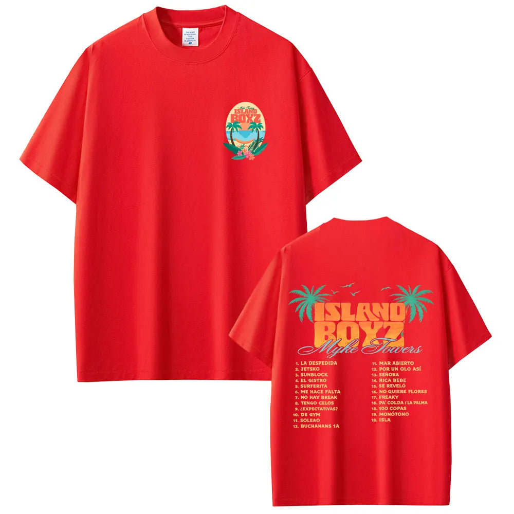 Myke Towers Island Boyz Album T-Shirt - Red