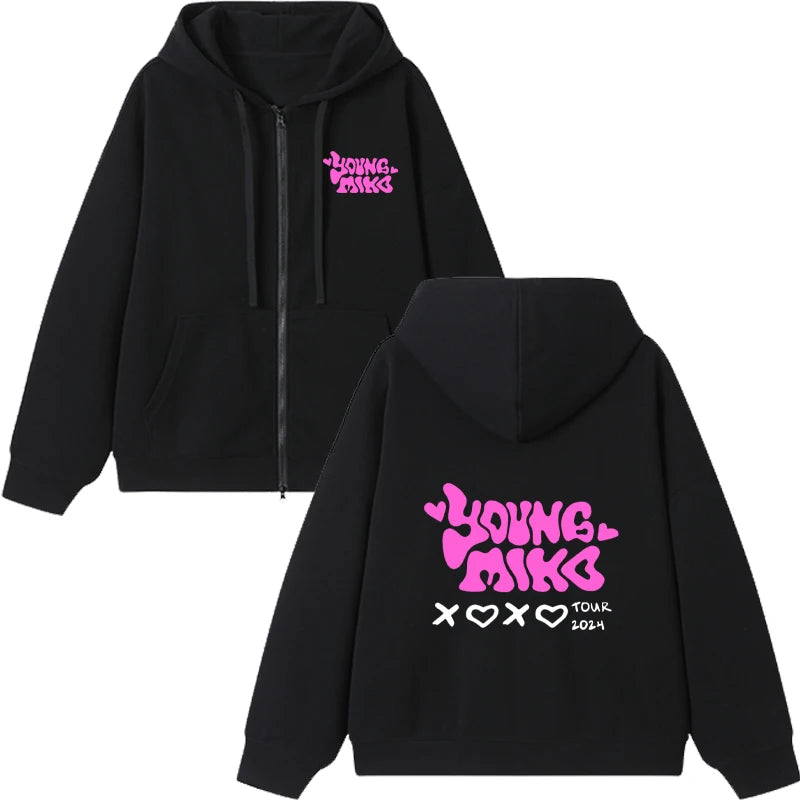 Young Miko Att. Zipper Hoodie – White