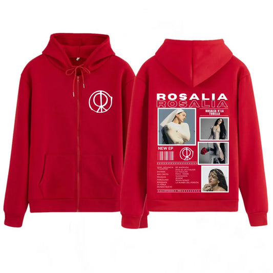 Rosalía LUX Album Tour 2025 Zipper Hoodie – Red