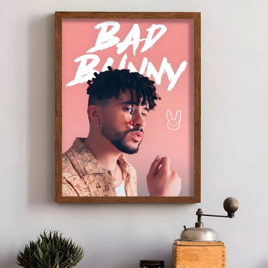 Bad Bunny Pink Portrait Poster Print