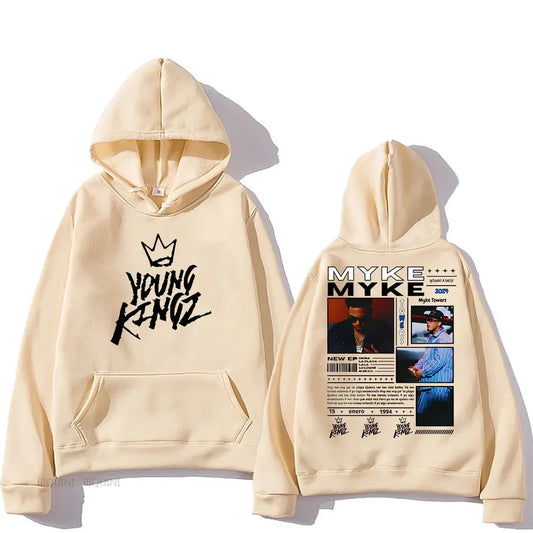 Beige Myke Towers Young Kingz Hoodie