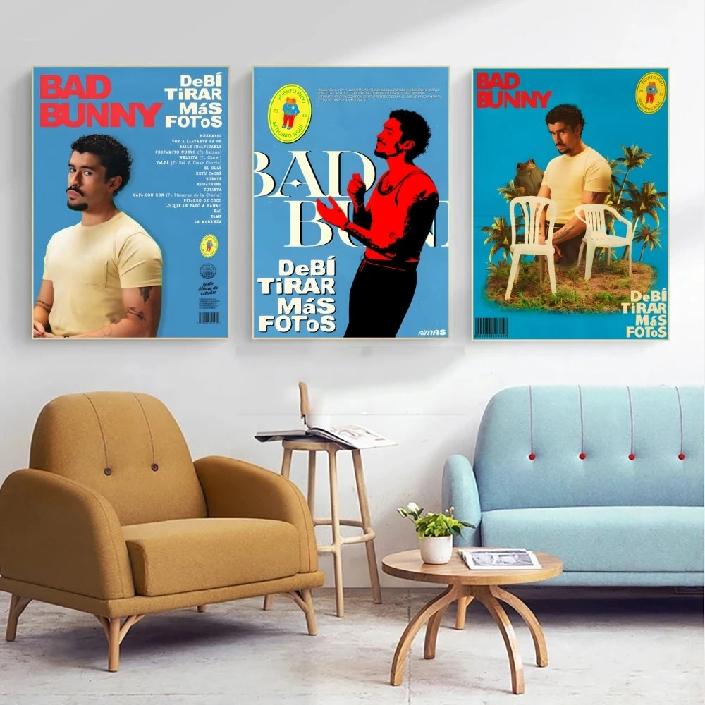 Bad Bunny “DeBí TiRAR MáS FOTos” Blue Cover Poster Print