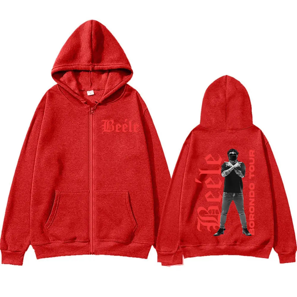Beéle Borondo Tour 2025 Zip-Up Hoodie – Red (Limited Edition)