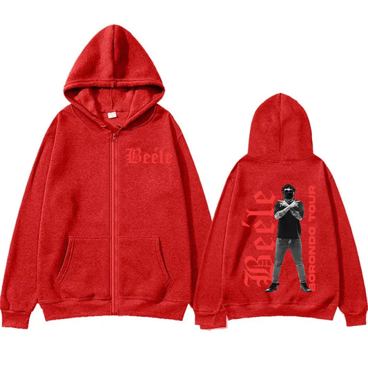 Beéle Borondo Tour 2025 Zip-Up Hoodie – Red (Limited Edition)