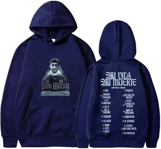 Neton Vega Tracklist Hoodie – Mi Vida Mi Muerte (Navy Blue)