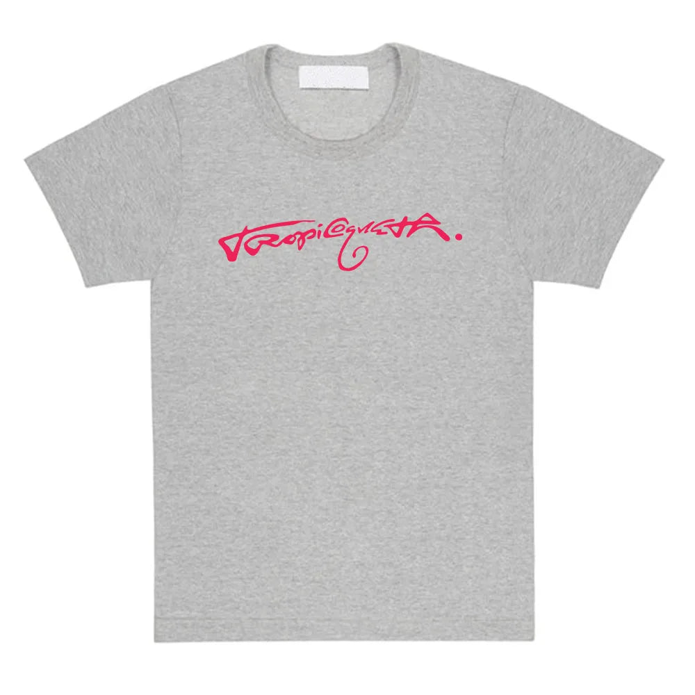 Karol G "Tropicoqueta" Fitted T-Shirt – Heather Gray & Hot Pink