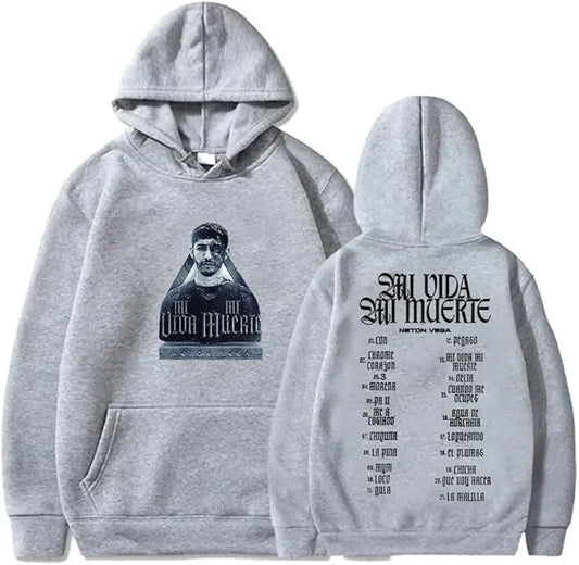 Neton Vega Tracklist Hoodie – Mi Vida Mi Muerte (Gray)