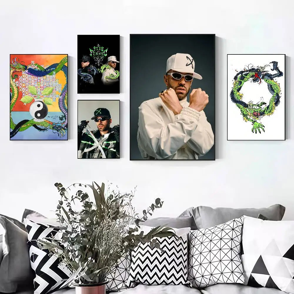 Feid EL GREEN PRINT: La Saga White X Portrait Poster