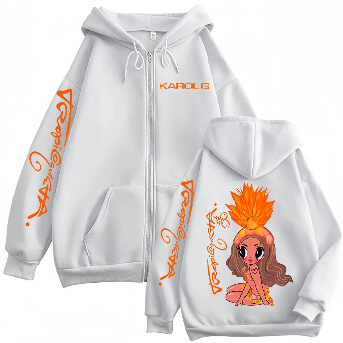 Karol G Tropicoqueta Zipper Hoodie – Blue