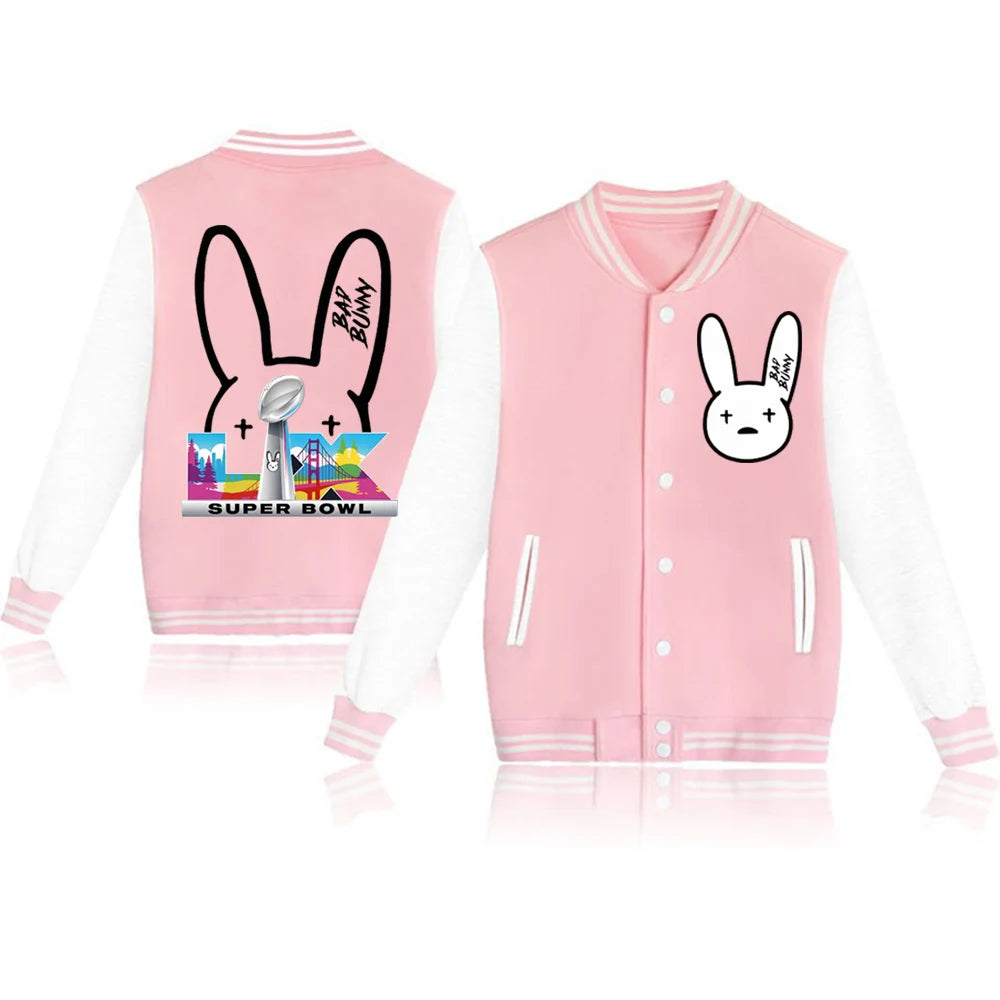 Bad Bunny Super Bowl LX Varsity Jacket – Pink (Limited Edition)