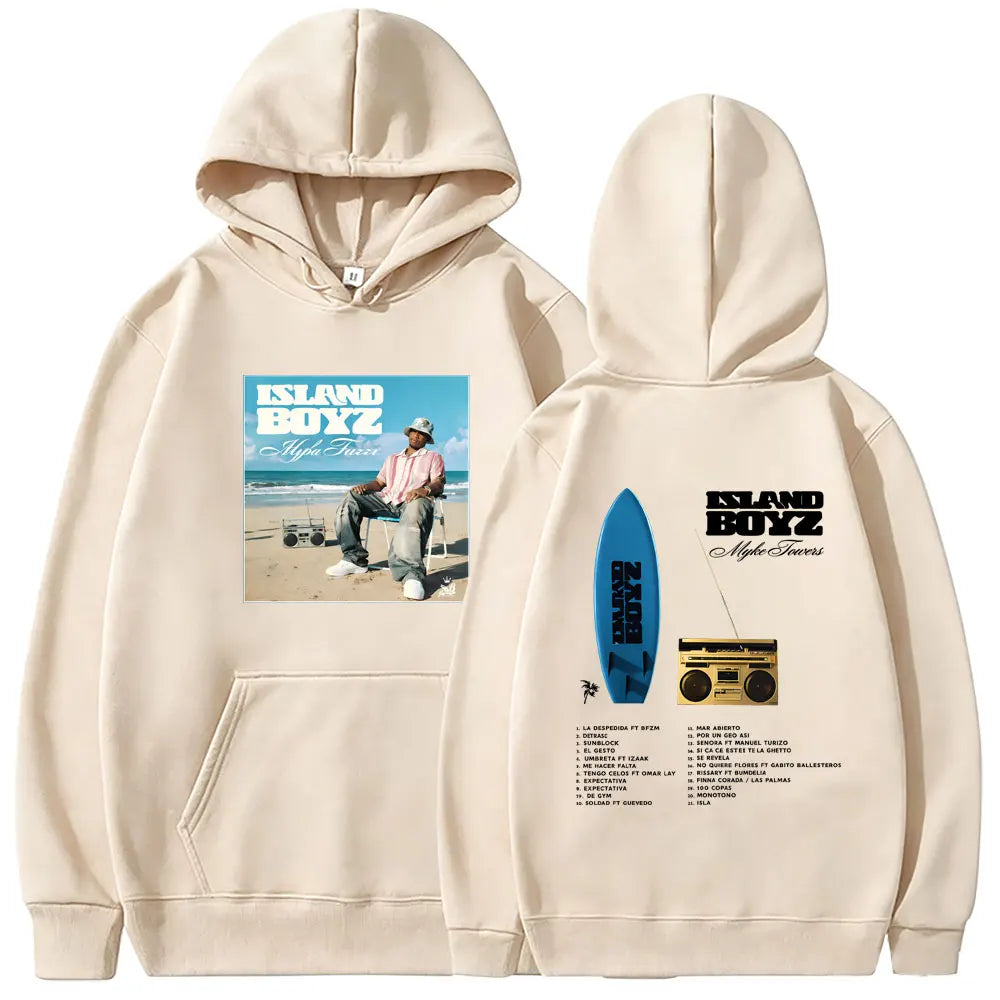 Myke Towers Island Boyz Surfboard Hoodie - Beige