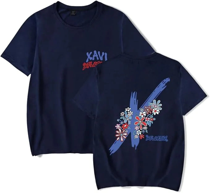 Xavi Flores "Floral X" T-Shirt – Navy Blue