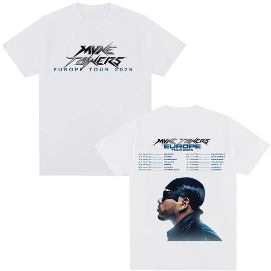 Rapper MYKE TOWERS Europe Tour 2025 T-Shirt – White