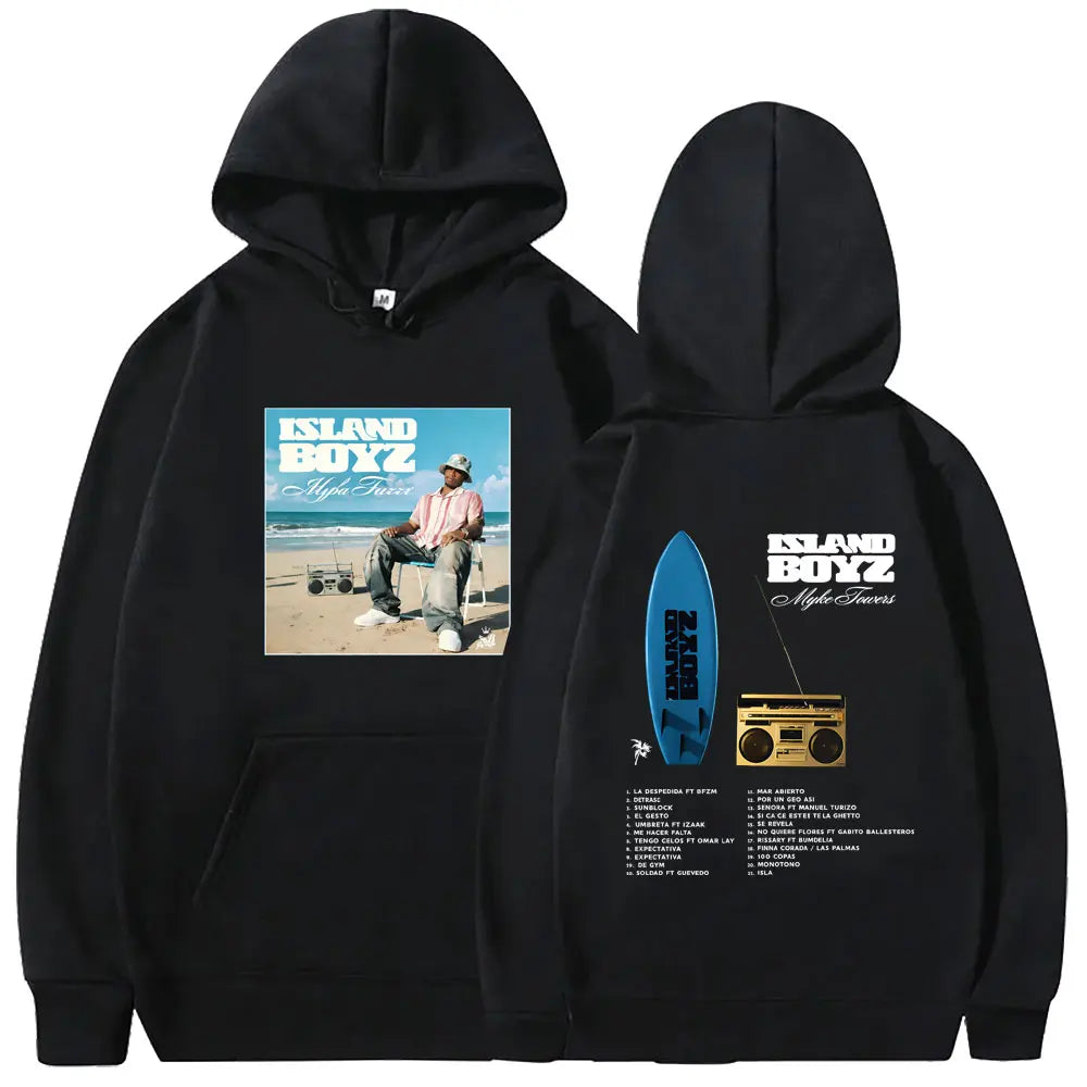 Myke Towers Island Boyz Surfboard Hoodie - Black
