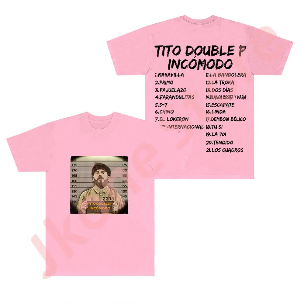 Tito Double P “Incómodo” Tracklist T-Shirt – Pink
