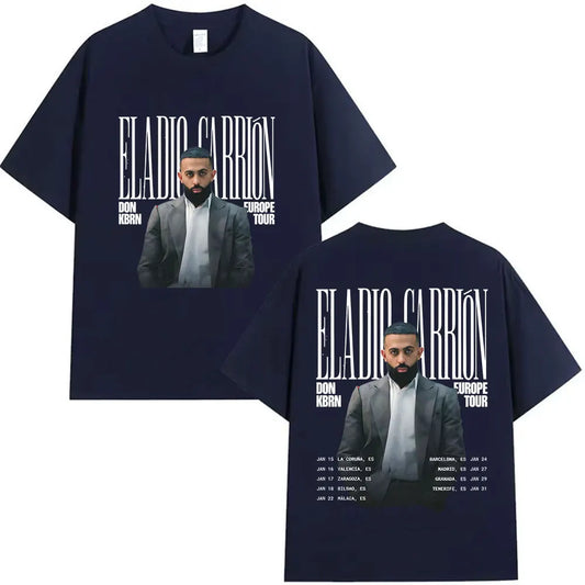 Rapper ELADIO CARRIÓN DON KBRN WORLD TOUR 2025 T-Shirt – Navy Blue