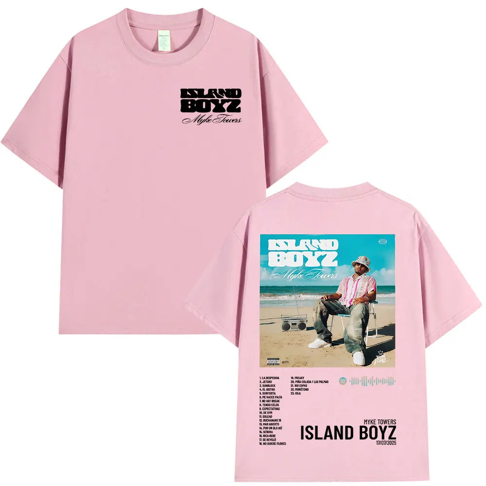 Myke Towers Island Boyz Album T-Shirt - Pink