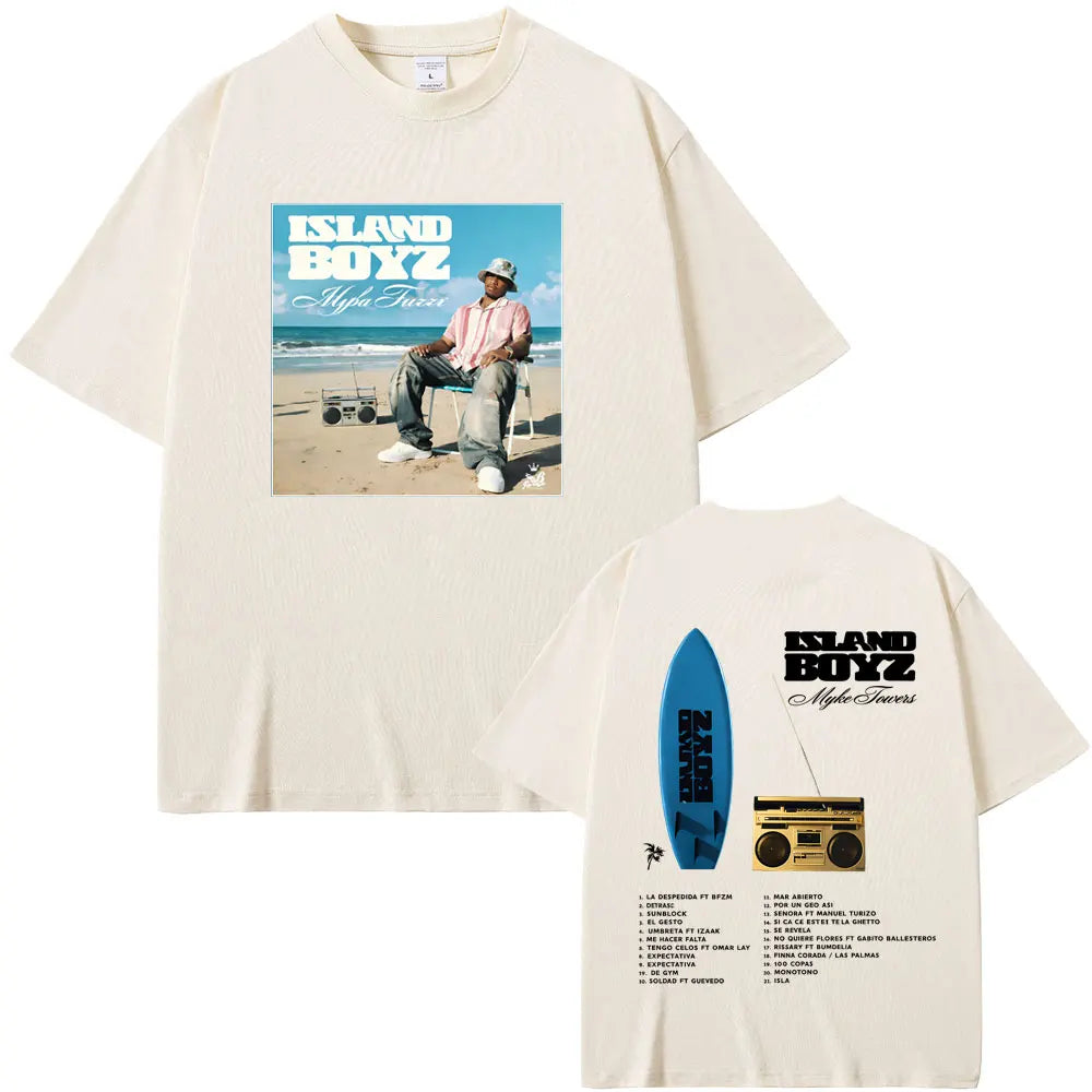 Myke Towers Island Boyz Surfboard T-Shirt - Beige
