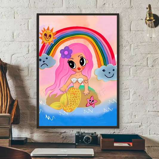 Karol G Mermaid & Rainbow Poster