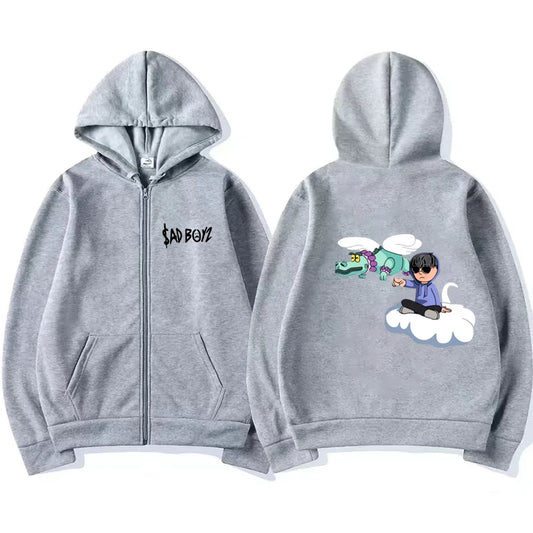 Junior H Sad Boyz Zip Hoodie – Gray