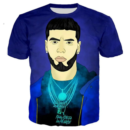 Anuel AA “Real Hasta La Muerte” Cartoon Graphic T-Shirt