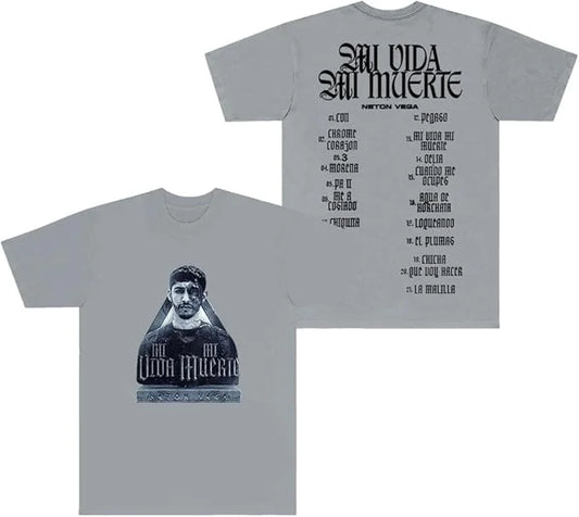 Neton Vega Tracklist T-Shirt – Mi Vida Mi Muerte (Gray)
