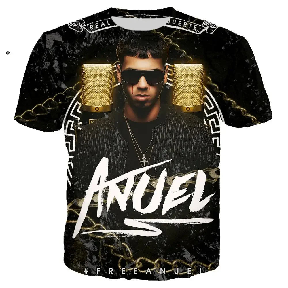 Anuel AA “Real Hasta La Muerte” Gold Microphone T-Shirt