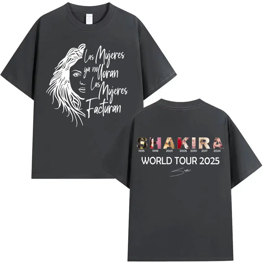 Shakira Las Mujeres Ya No Lloran World Tour 2025 T-Shirt – Dark Grey