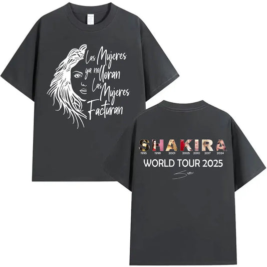 Shakira Las Mujeres Ya No Lloran World Tour 2025 T-Shirt – Dark Grey