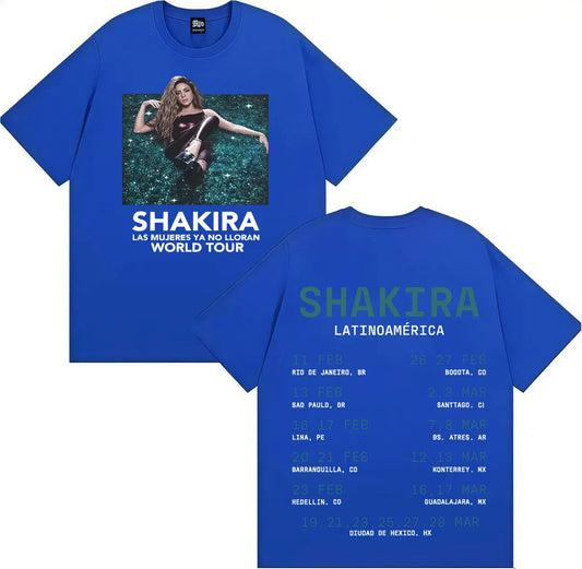 Shakira Las Mujeres Ya No Lloran Latinoamérica World Tour T-Shirt (Blue)